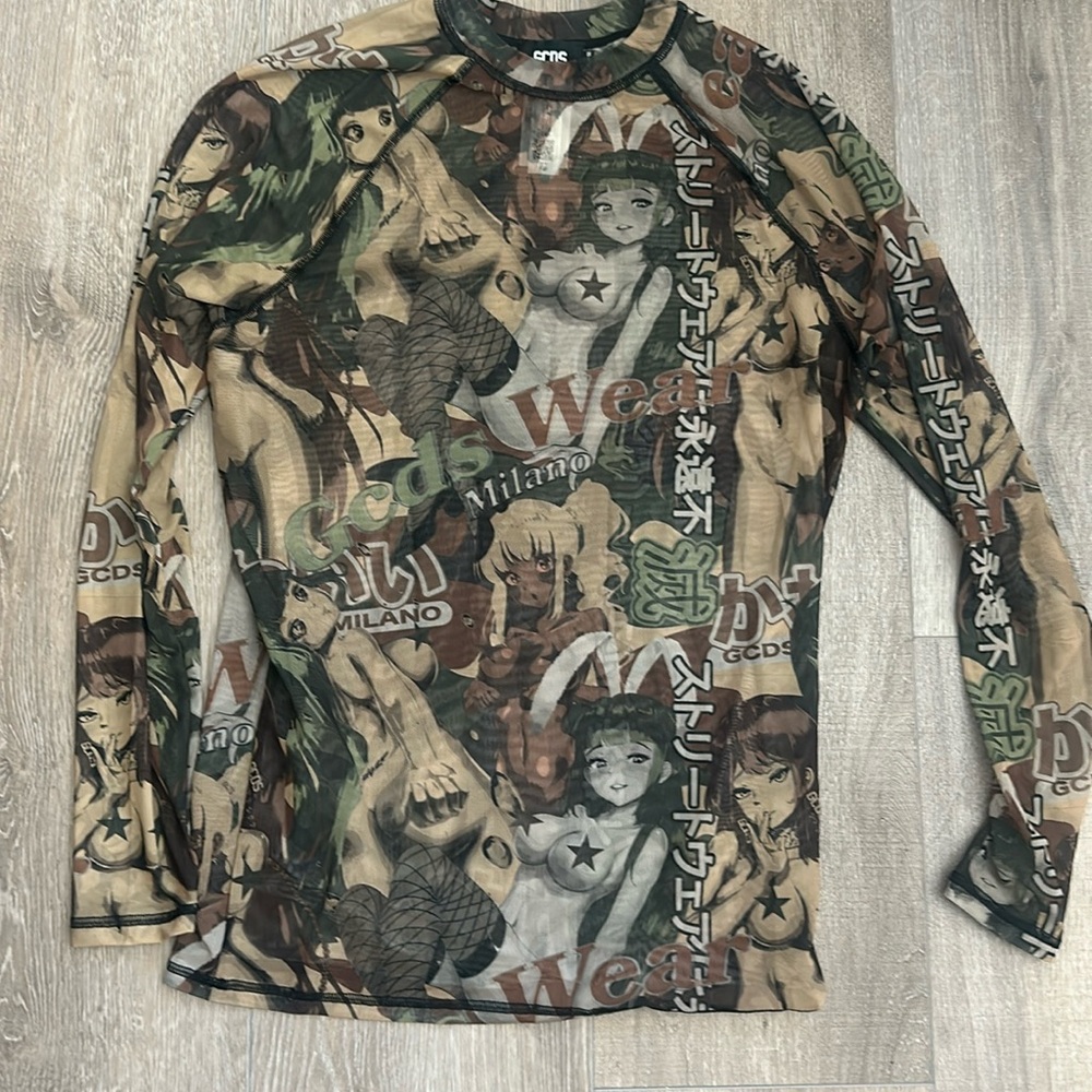GCDS Khaki Hentai Long Sleeve T-Shirt